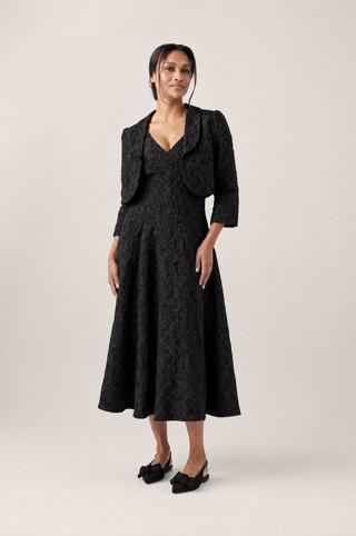 JACQUARD PANEL DRESS BLACK