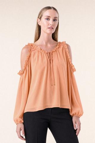 CHIFFON COLD SHOULDER TOP