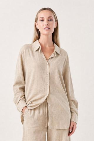 LINEN BLEND SHIRT STONE