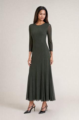 MESH FIT AND FLARE DRESS