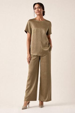 SATIN STRAIGHTLEG PANTS OLIVE