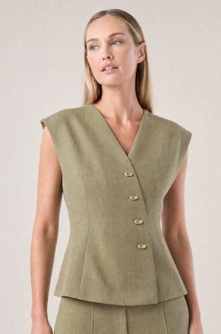 WAISTCOAT TOP SAGE