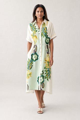 SHIRT DRESS MINT PAISLEY