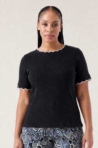 RIB TIPPED TOP BLACK