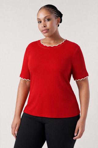 RIB TIPPED TOP RED
