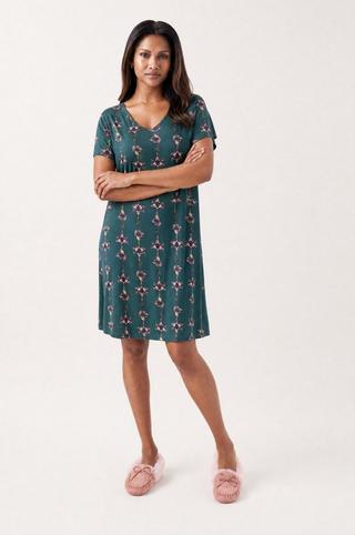 FLORAL SLEEP DRESS GREEN