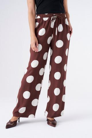 SPOT PRINT PANTS CHOCOLATE BROWN