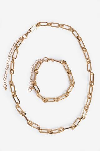 PVD GOLD TWIST CHAIN SET