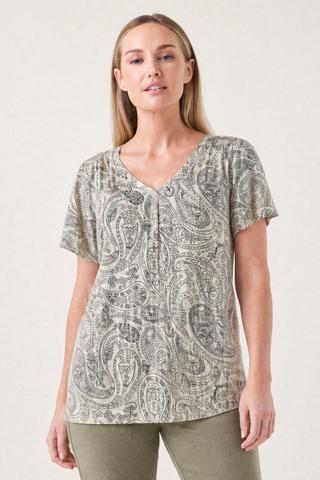 PAISLEY PRINT HENLEY TOP