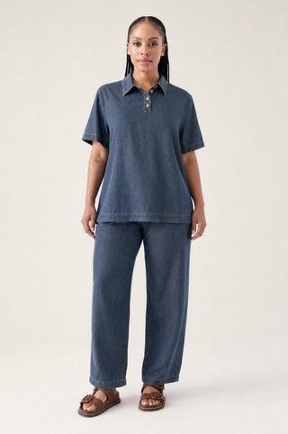 LIGHTWEIGHT DENIM ELASTICATED PANTS