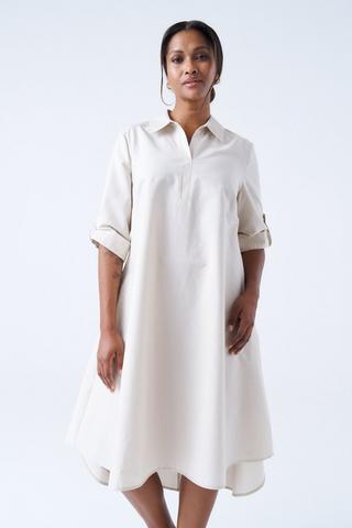 POPLIN SHIRT DRESS STONE
