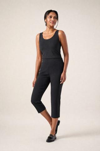 BENGALINE STRAIGHT LEG CROPS BLACK