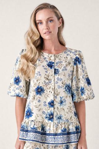 FLORAL PRINT PEPLUM SHIRT