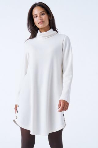 A-LINE KNIT TUNIC BTN ECRU