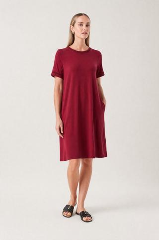 A LINE KNIT DRESS BURGUNDY