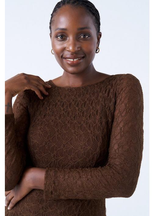 CHOCOLATE BROWN LACE DRESS | MILADYS