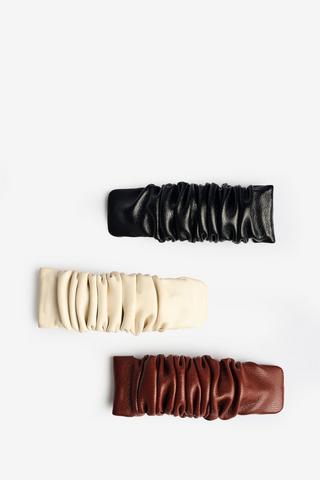 3 PACK RUCHED PLEATHER HAIR CLIP