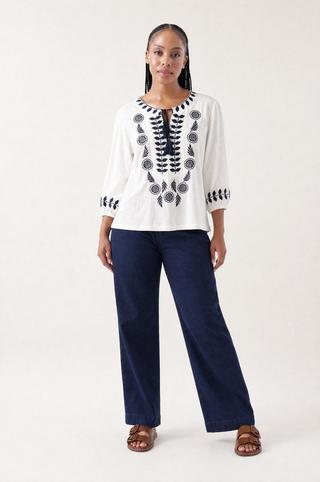 PATCH POCKET WIDELEG DENIM JEANS INDIGO