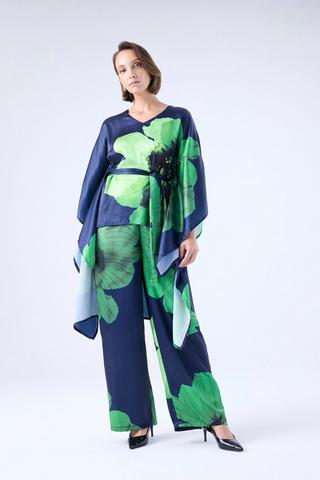 PRINTED SATIN PANTS GREEN