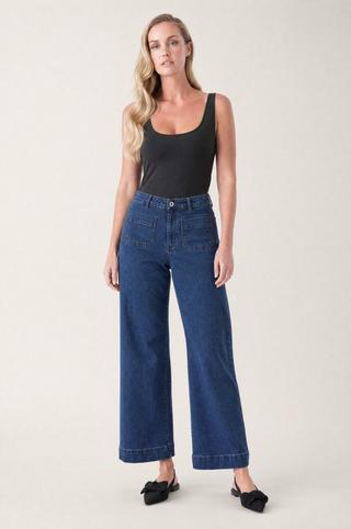 PATCH POCKET WIDELEG DENIM JEANS