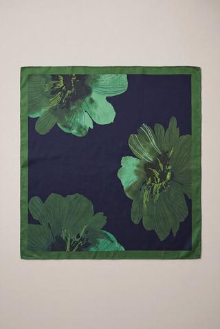 FLORAL PRINT SATIN SCARF 90X90