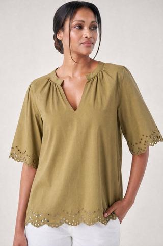 HENLEY POPLIN TOP ANGLAISE FATIGUE