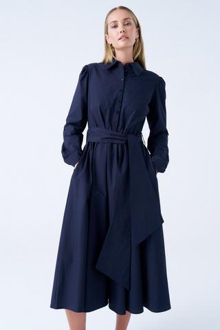 COTTON POPLIN SHIRT DRESS NAVY