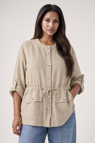 LINEN BLEND JACKET STONE