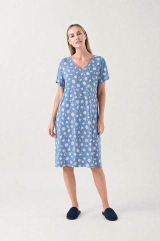 PRINTED SLEEP DRESS BLUE