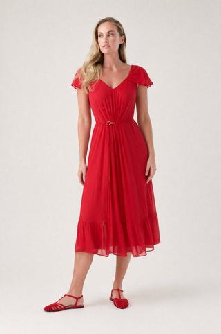 FIT & FLARE DRESS RED