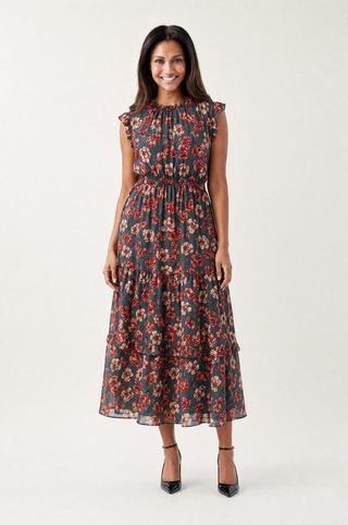 FLORAL PRINT CHIFFON DRESS