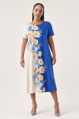SATIN ALINE DRESS BOLD FLORAL