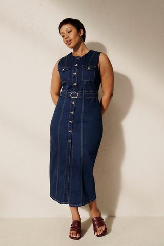 DENIM SHIRT DRESS BELTED