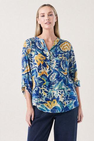 HENLEY TOP FLORAL BLUE