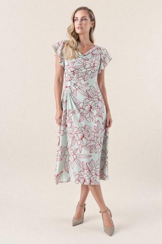 PRINTED FIT AND FLARE DRESS
