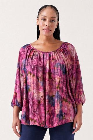 FLORAL PRINT PEASANT TOP