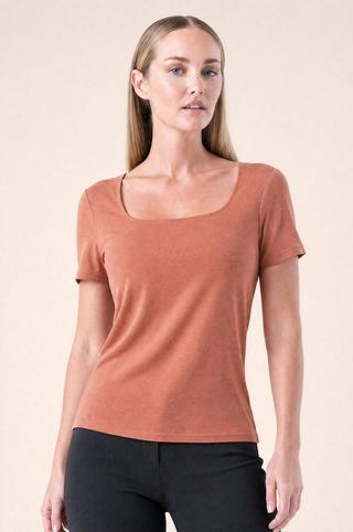 PONTE LIGHT PINK SCOOP NECK TOP