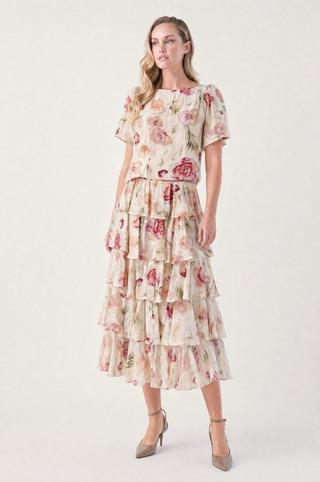 FLORAL PRINT LAYERED SKIRT