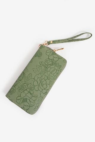 TRIFOLD EMBOSSED SAGE PURSE