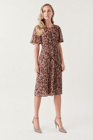 PLEATED CHIFFON DRESS