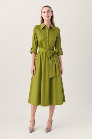 COTTON POPLIN SHIRT DRESS GREEN