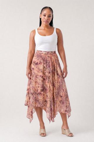 FLORAL PRINT CHIFFON SKIRT