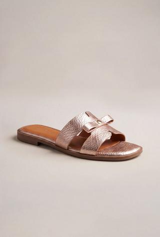 TEXTURED ROSE GOLD SANDALS