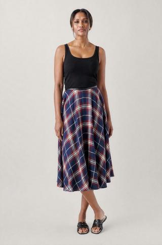 BURGUNDY PLAID CIRCLE SKIRT