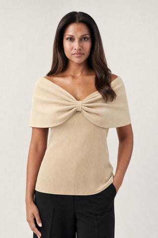 KNIT OFF THE SHOULDER TOP NATURAL