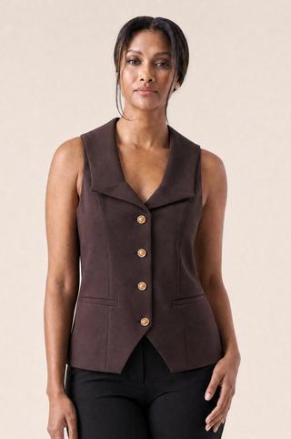 SLEEVELESS BLAZER CHOC BROWN
