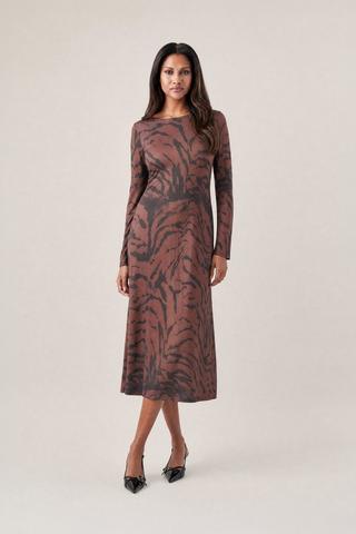 PRINTED A-LINE KNIT DRESS