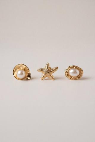 3 PACK GOLD BROOCH SET