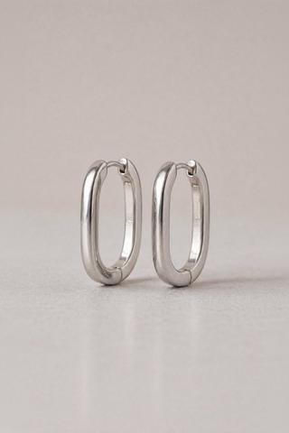 SILVER OVAL HOOP EARRINGS