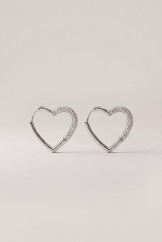 DIAMANTE HEART HOOP EARRINGS